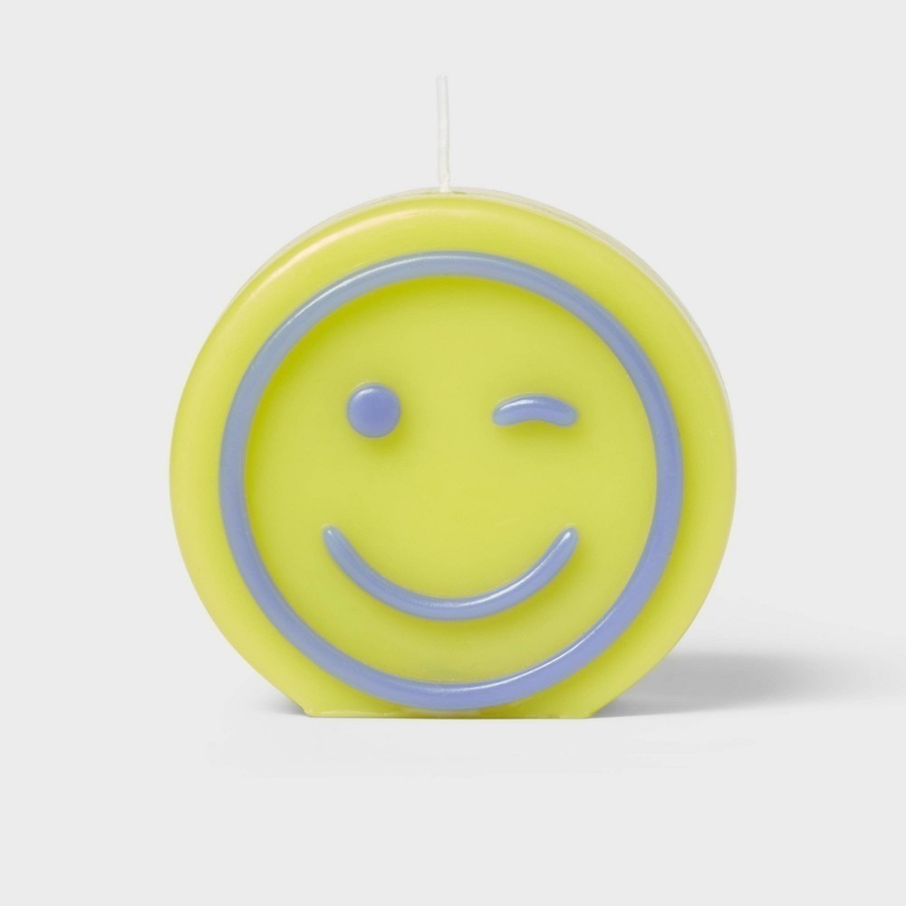 Green Smiley Face Candle Set Room Essentials 2 Pack Decor‎ 3" Candles NEW